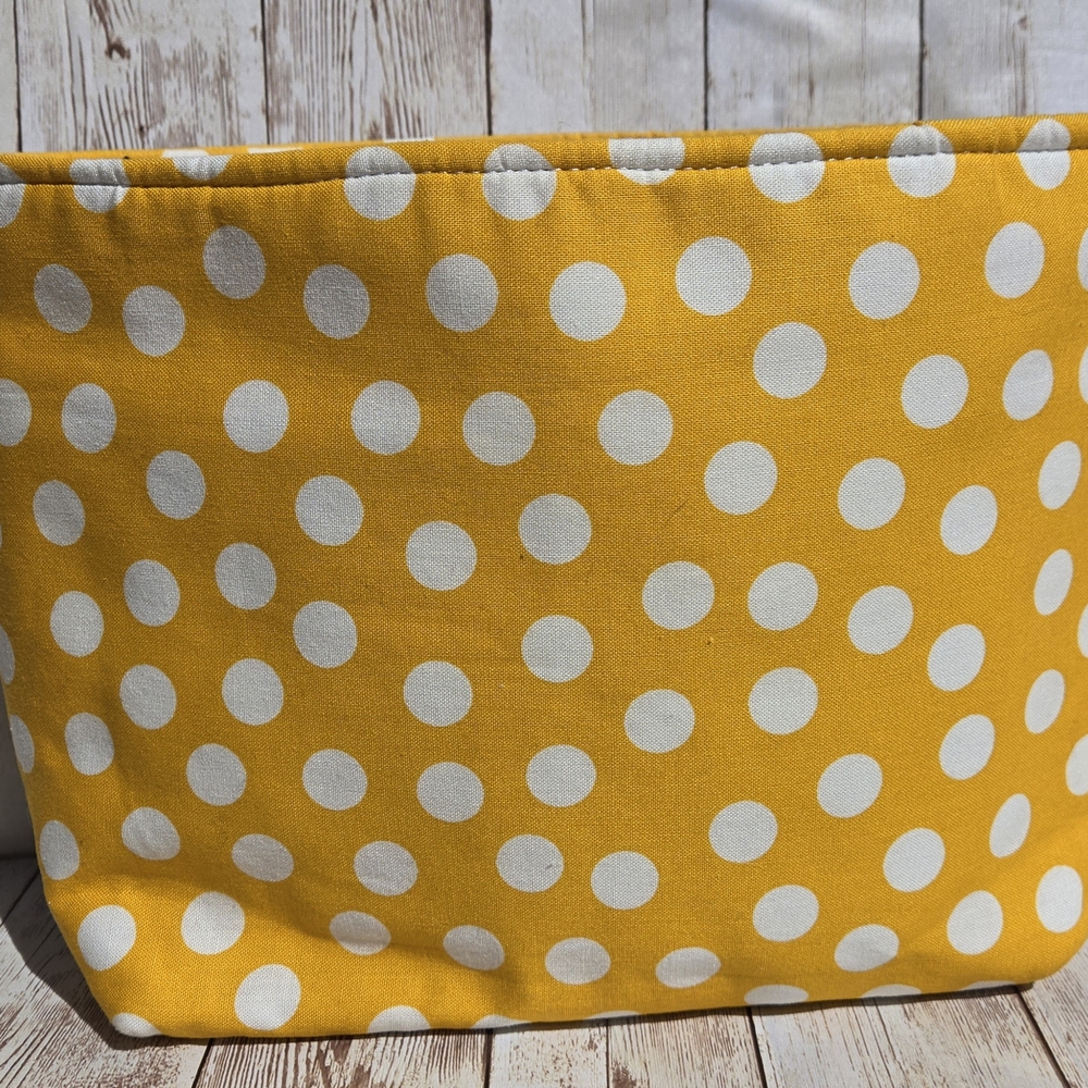 Handmade Sunflower Purse Organizer Insert Yellow Polka Dot Fabric Multi Pockets - Picture 2 of 8